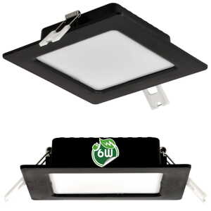 Čtvercový LED panel černý - zapuštěný - 6W - PC - neutrální bílá