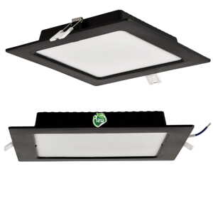 Čtvercový LED panel zapuštěný - černý - 12W - PC - neutrální bílá