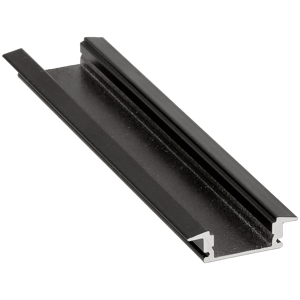 Zapuštěný profil BRG-23 SLIM pro LED pásky černý 2m + opálový kryt + držák + koncovky