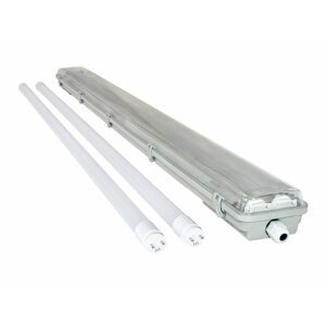 Prachotěsné svítidlo + 2x LED trubice High Lumen  - T8 - 120cm - 18W - studena bílá - 4680Lm