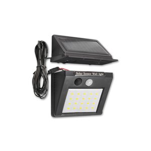 LED solární lampa 20SMD - 200 lm - senzor pohybu a soumraku - kabel - studená bílá
