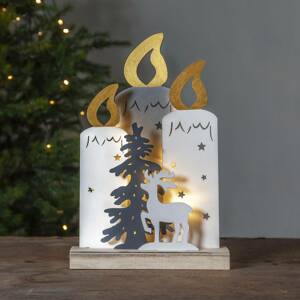 Dekoračná LED lampa Fauna a sviečky, strom a jeleň