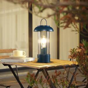 Lindby LED dobíjacia stolová lampa Yvette, modrá, IP44