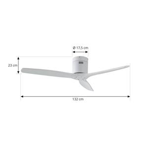 Stropný ventilátor Lucande Vindur, biely, DC, tichý, Ø 132 cm