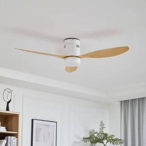 Lucande LED stropný ventilátor Kayu biely/hnedý DC tichý 132 cm