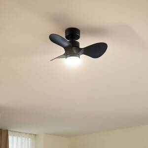 Stropný ventilátor Lindby LED Enon, čierny, DC motor, tichý