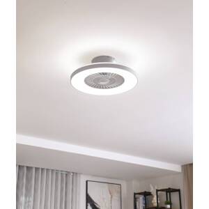 Stropný ventilátor Lindby Smart LED Paavo, sivý, tichý, Tuya