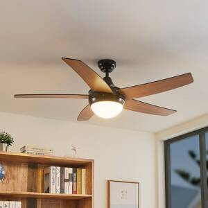 Stropný ventilátor Lindby s osvetlením Auraya, tichý, čierny