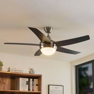 Stropný ventilátor Lindby s osvetlením Auraya, tichý, oceľový