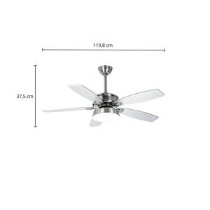 Stropný ventilátor Lucande LED Kuvio, nikel, CCT