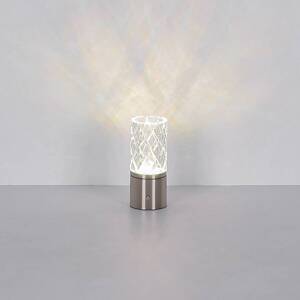 LED dobíjacia stolová lampa Lunki, niklová farba, výška 19 cm, CCT