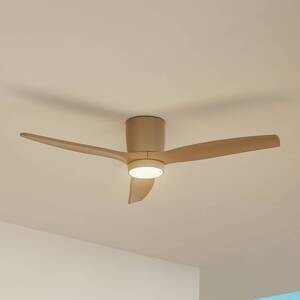 Lucande LED vonkajší stropný ventilátor Sorin, béžový, DC, tichý