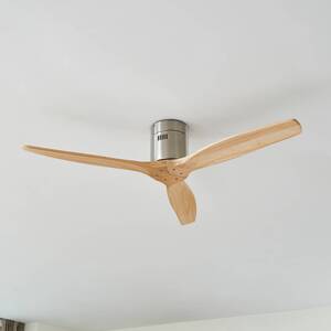 Stropný ventilátor Lucande Vindur, nikel, drevo, DC, tichý