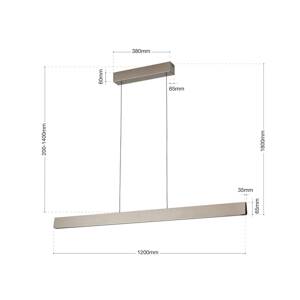 LED závesné svietidlo Tara, farba niklu, dĺžka 120 cm, hliník/oceľ