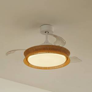 Lucande LED stropný ventilátor Lineta, biely, lano, Ø103cm, CCT