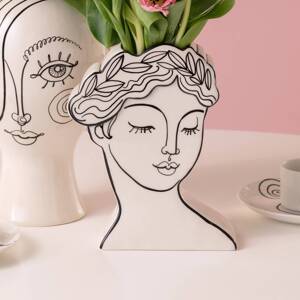 KARE Favola Lady váza, výška 25 cm, keramika, čierna/biela
