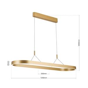 Závesné svetlo Carrara LED, matné zlaté, výškovo nastaviteľné, CCT