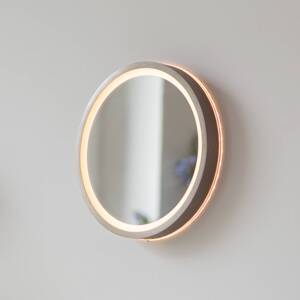 LED nástenné zrkadlo VIDRO, bronzové, Ø 26 cm, kov/sklo, vypínač