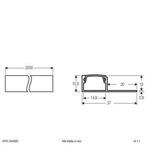 EVN APFL1 hliníkový dlaždicový profil 200cmx3,7cm