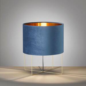 Stolná lampa Aura tienidlo zamat výška 43 cm modrá