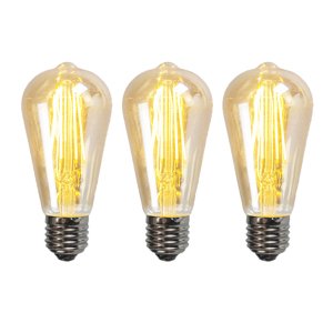 Sada 3 ks E27 stmievateľných LED svietidiel ST64 zlatá 5W 450 lm 2200K