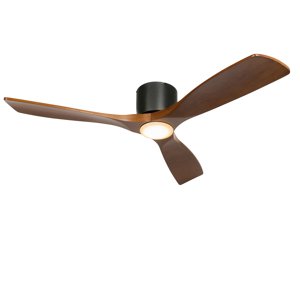 Stropný ventilátor čierny s drevom 131,5 cm vrátane LED stmievateľný s diaľkovým ovládaním - Jerri