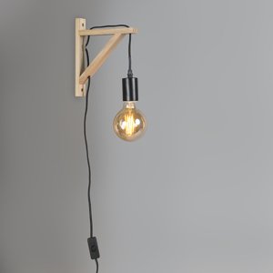 Nástenné svietidlo drevené s čiernou - Hangman