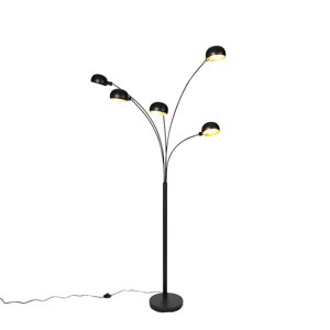 Dizajnová stojaca lampa čierna 5-svetlá - šesťdesiate roky